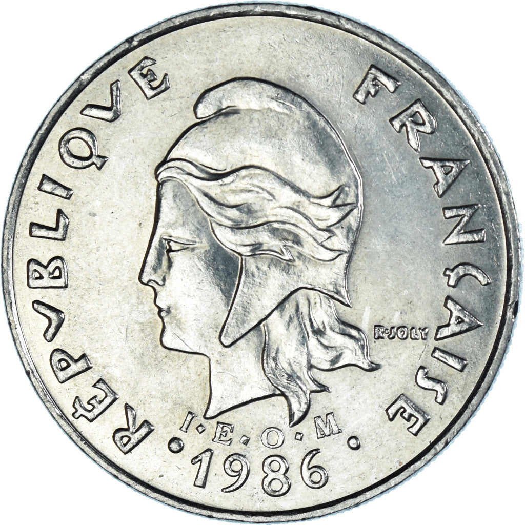 Moneda, Nueva Caledonia, 20 Francs, 1986