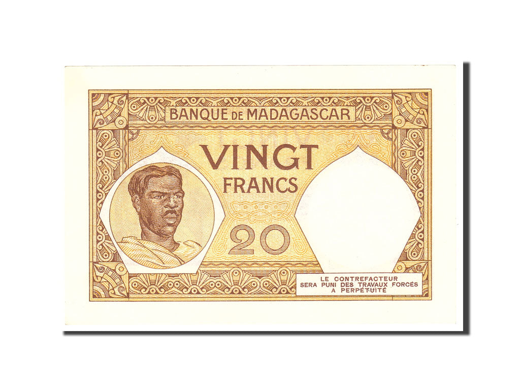 Banknote, Madagascar, 20 Francs, 1937, Undated, KM:37, UNC(63)