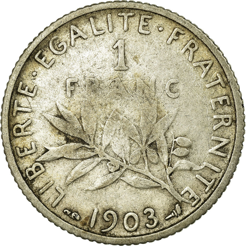 Coin, France, Semeuse, Franc, 1903, Paris, VF(20-25), Silver, Gadoury:467