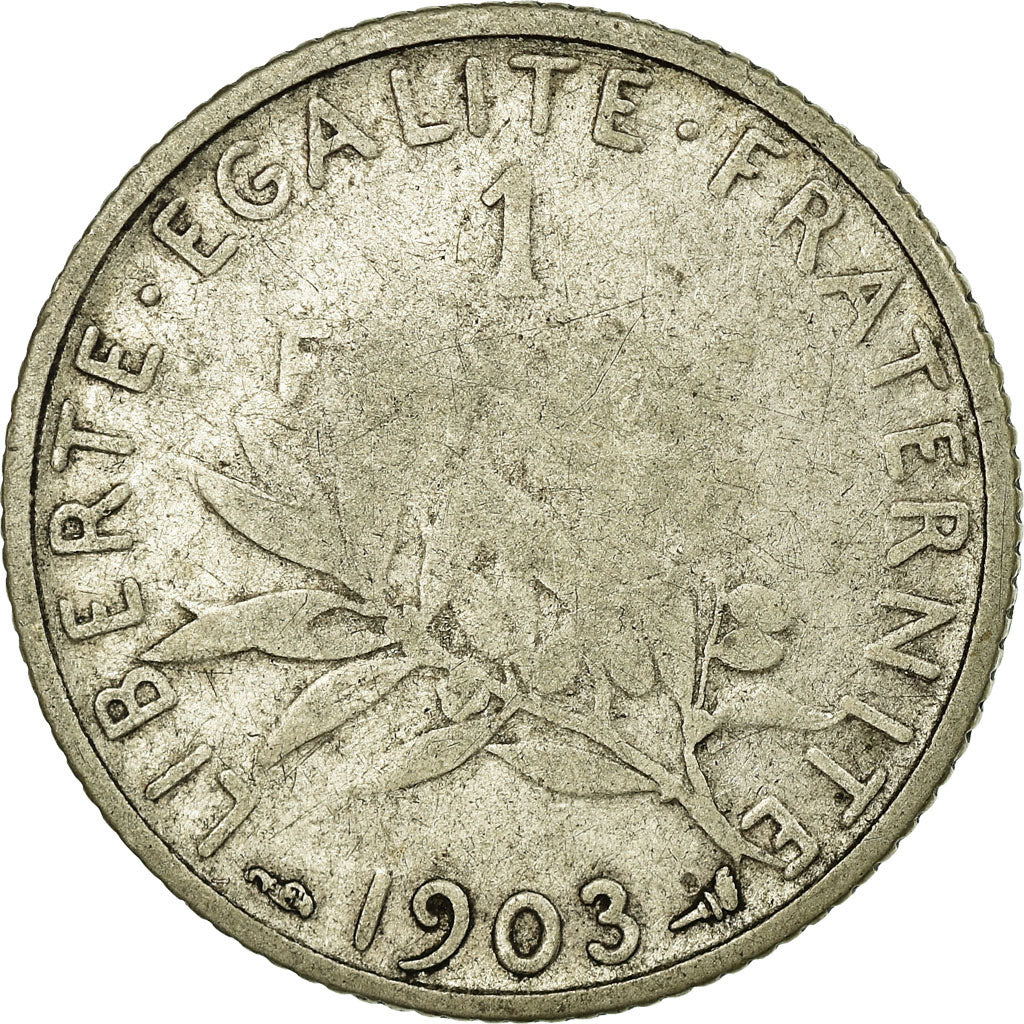 Moneta, Francia, Semeuse, Franc, 1903, B+, Argento, Gadoury:467