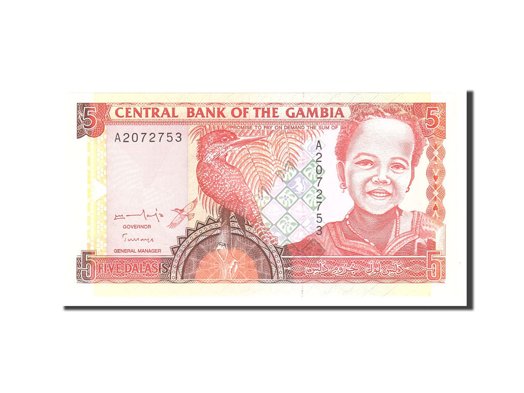 Banknote, Gambia, 5 Dalasis, 1996, Undated, KM:16a, UNC(65-70)