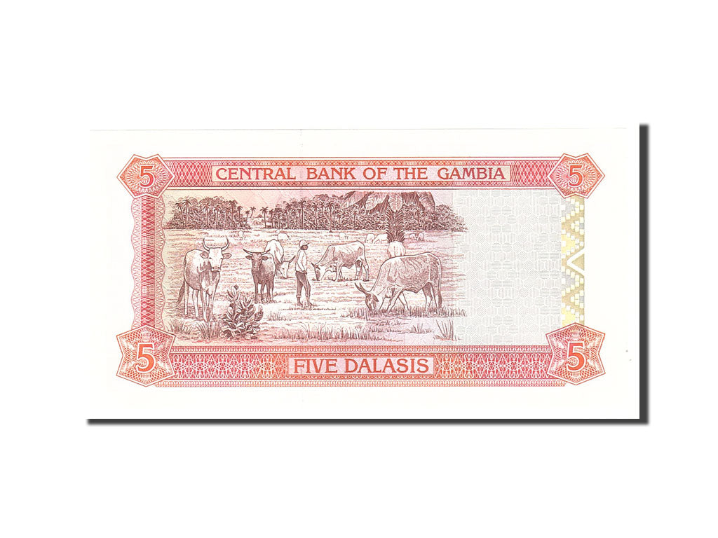 Banknote, Gambia, 5 Dalasis, 1996, Undated, KM:16a, UNC(65-70)