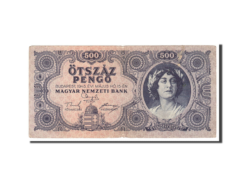 Banknote, Hungary, 500 Pengö, 1945, 1945-05-15, KM:117a, VF(20-25)