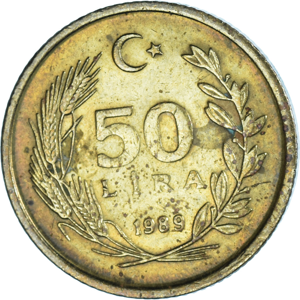 Moeda, Turquia, 50 Lira, 1989
