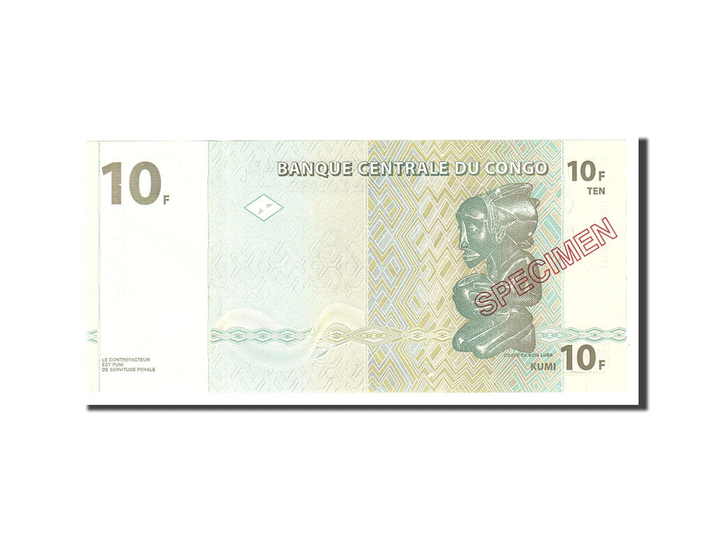 Billet, Congo Democratic Republic, 10 Francs, 1997, 1997-11-01, KM:87s, NEUF