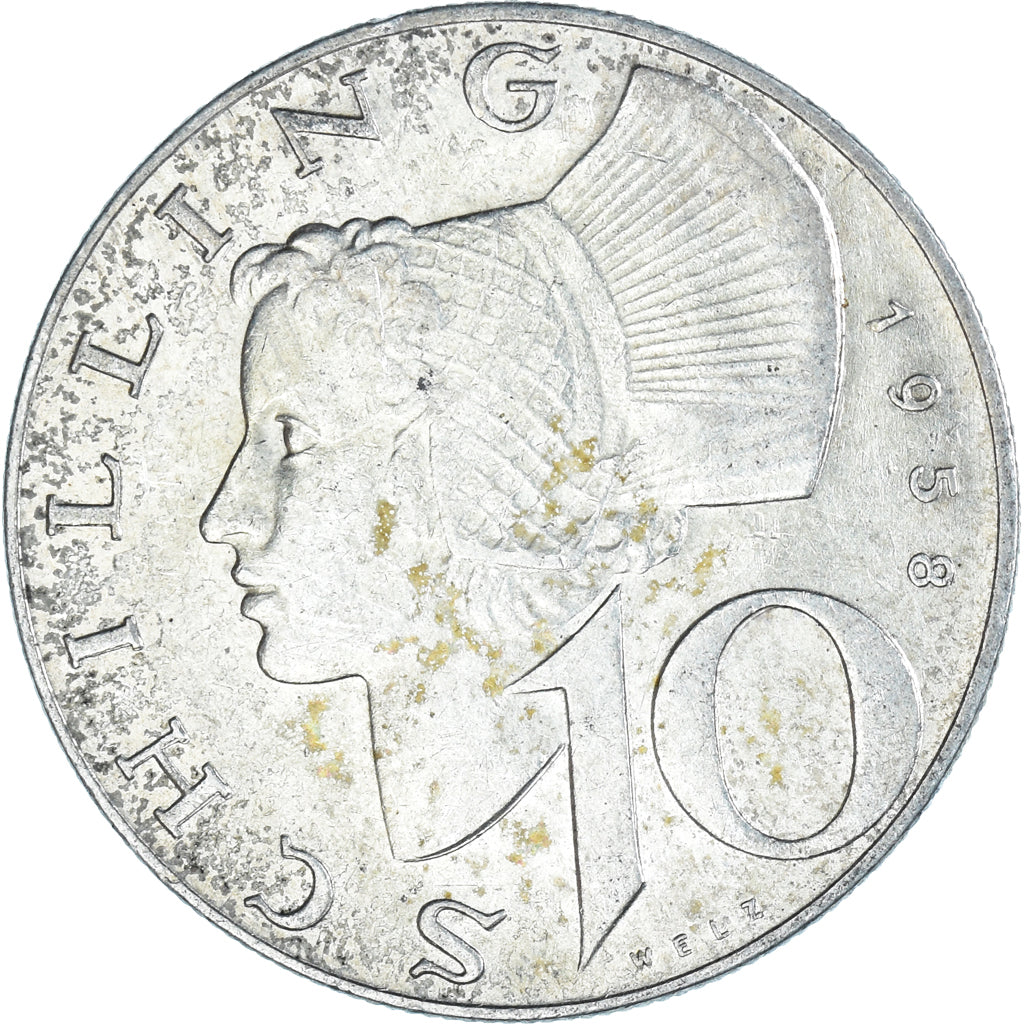 Moneda, Austria, 10 Schilling, 1958