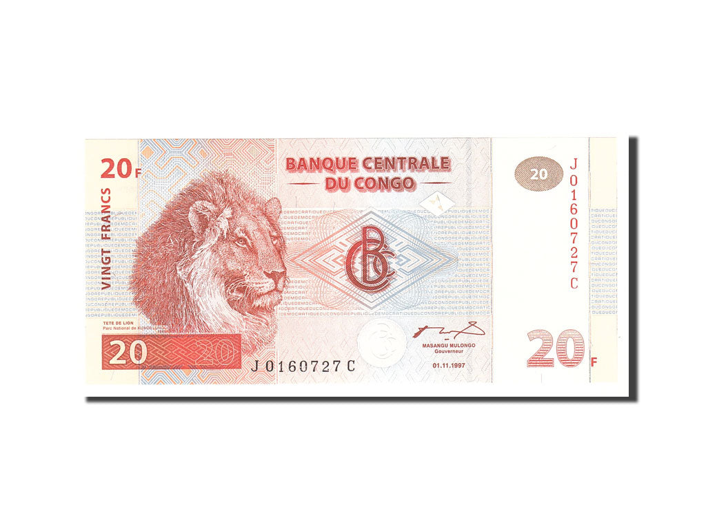 Congo Democratic Republic, 20 Francs, 1997-11-01, UNC(65-70)