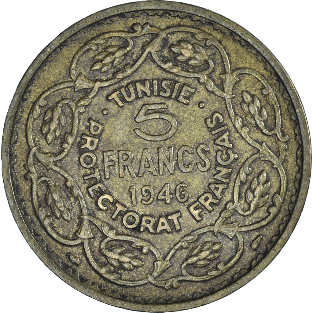 Moneta, Tunisia, 5 Francs, 1946