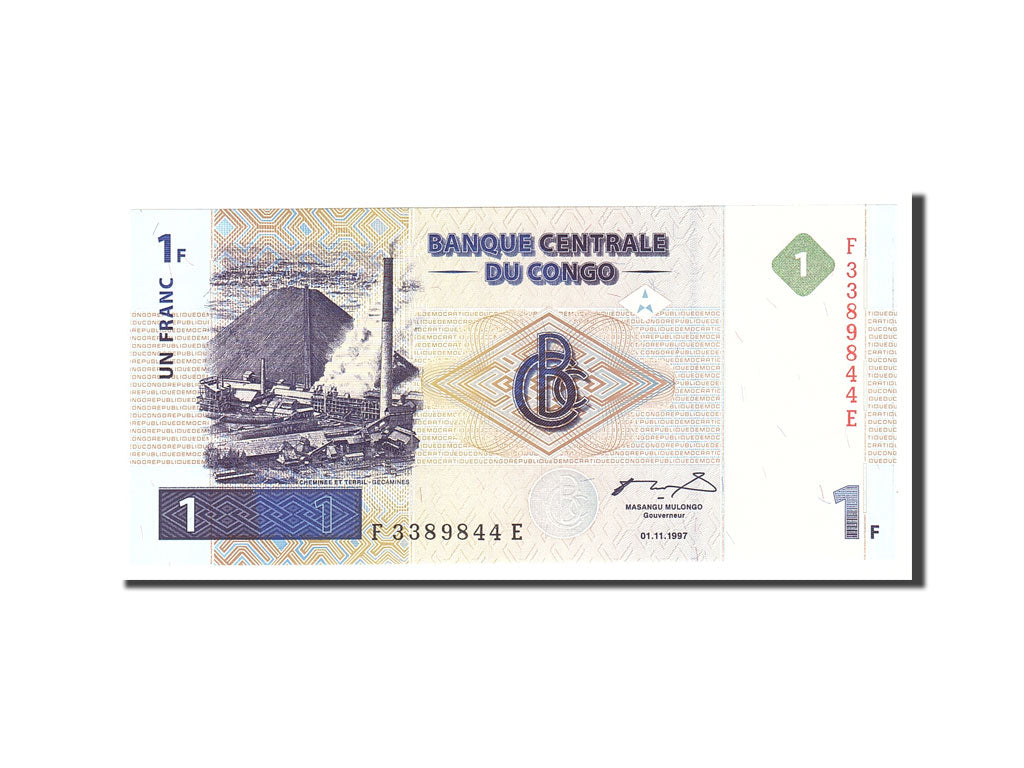Banknote, Congo Democratic Republic, 1 Franc, 1997, 1997-11-01, KM:85a