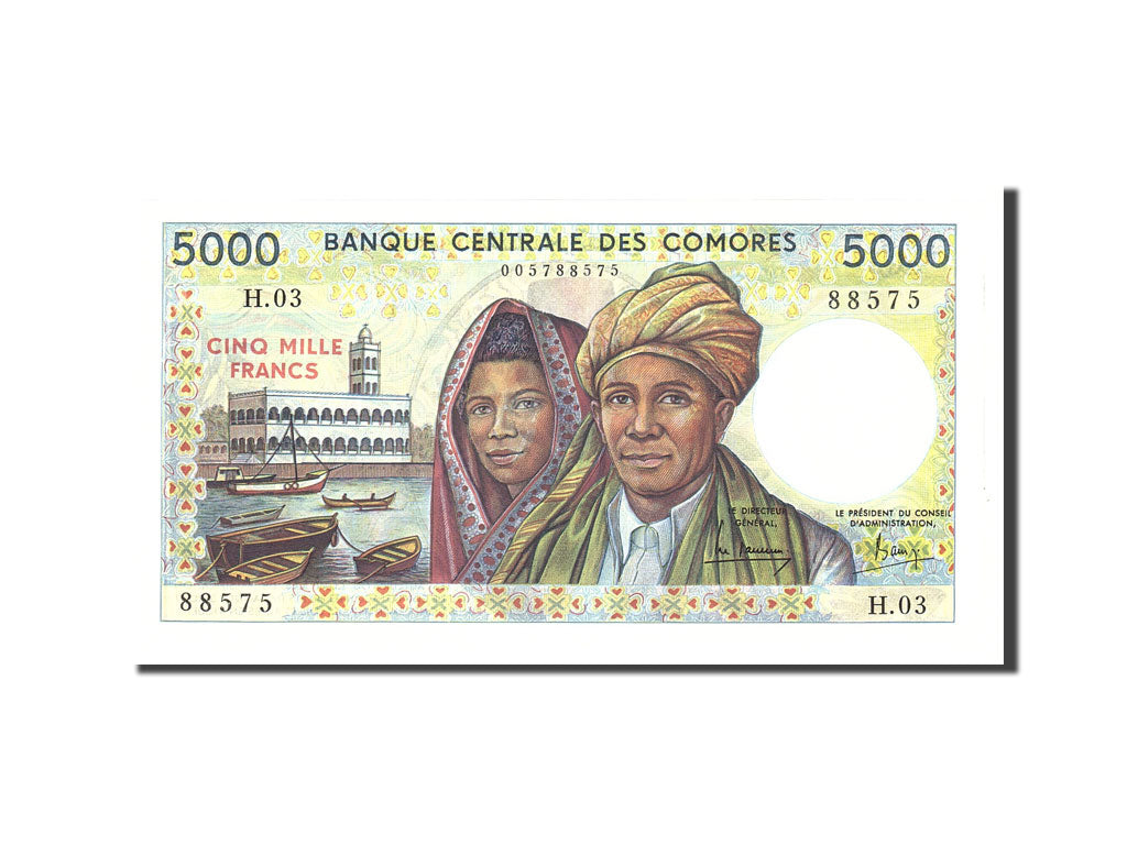 Billet, Comoros, 5000 Francs, 1984, 1984, KM:12a, NEUF