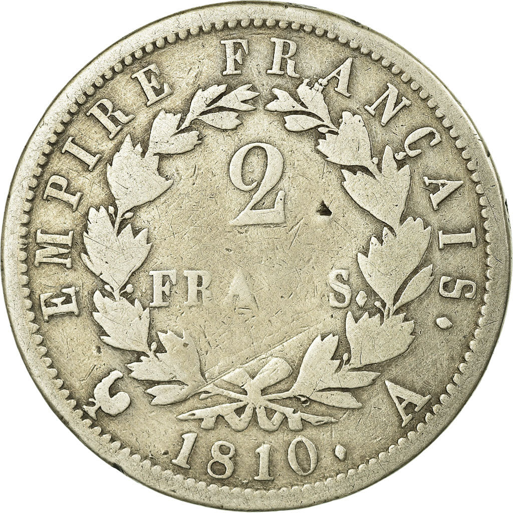 Coin, France, Napoléon I, 2 Francs, 1810, Paris, VF(20-25), Silver, Gadoury:501