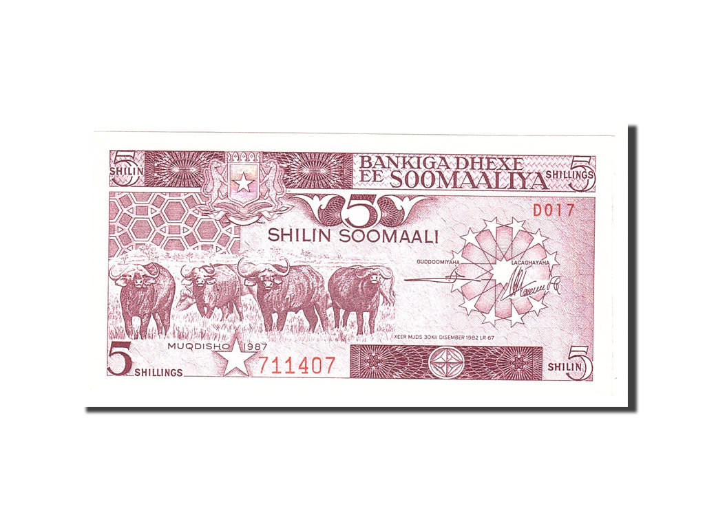 Banknote, Somalia, 5 Shilin = 5 Shillings, 1987, Undated, KM:31c, UNC(63)