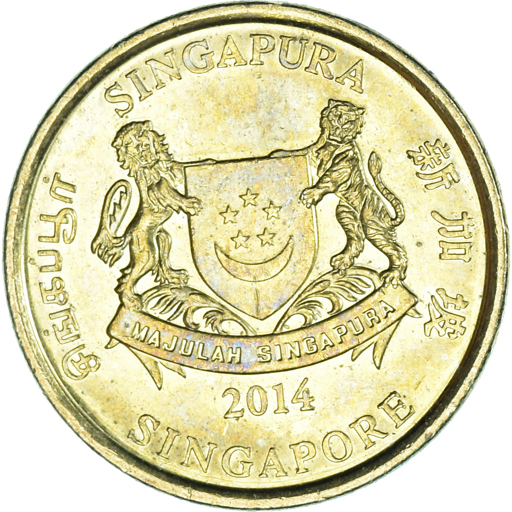 Coin, Singapore, 5 Cents, 2014
