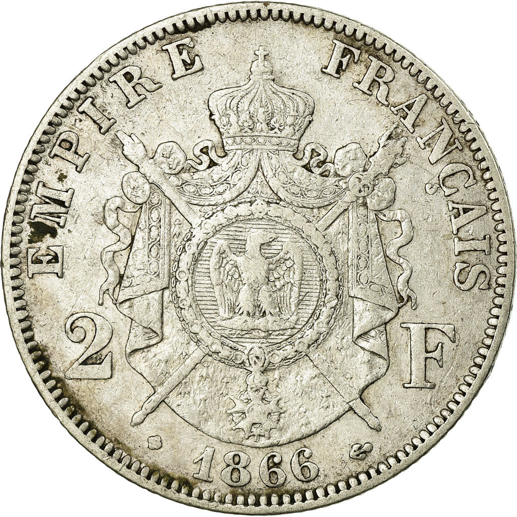 Moneta, Francja, Napoleon III, Napoléon III, 2 Francs, 1866, Strasbourg