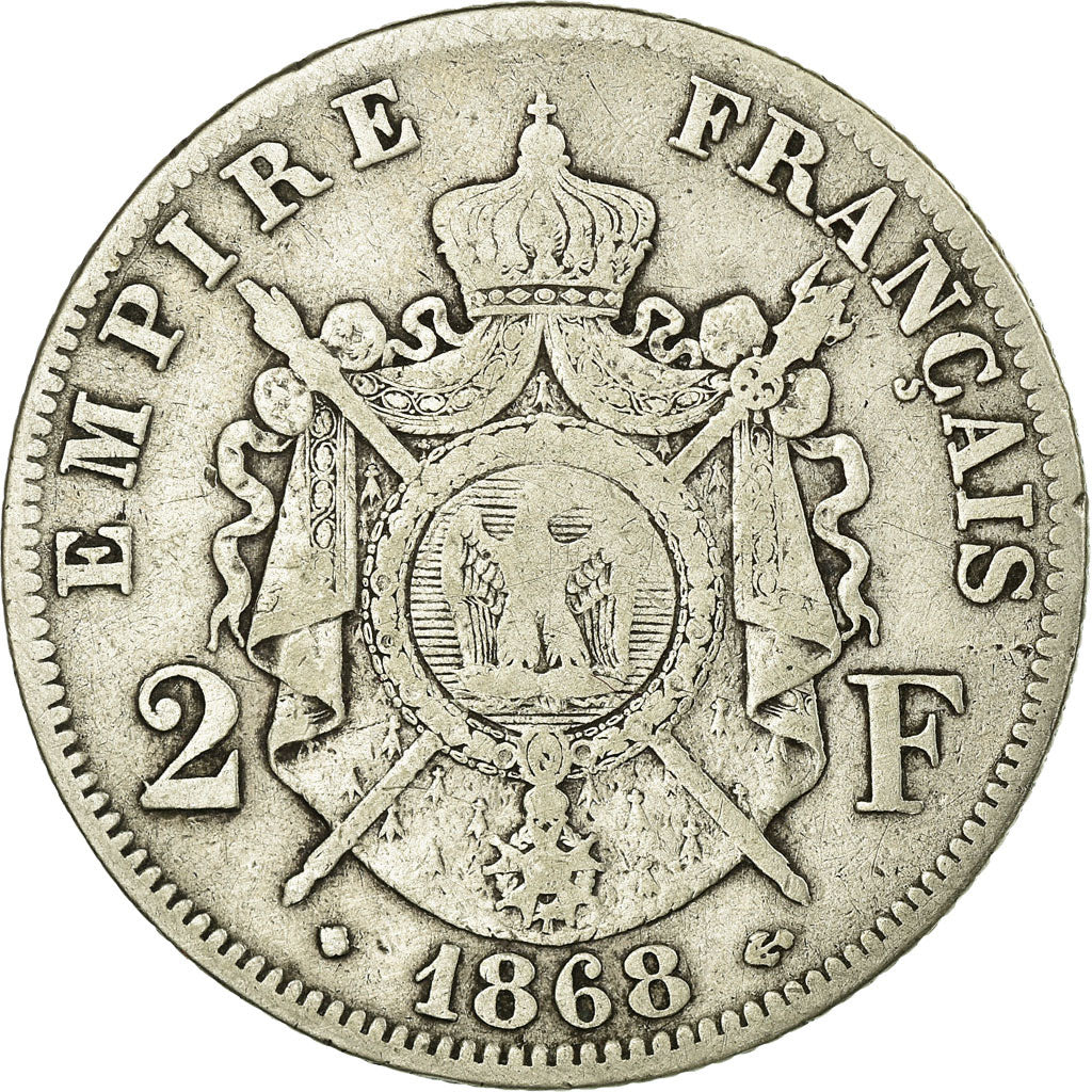 Munten, Frankrijk, Napoleon III, Napoléon III, 2 Francs, 1868, Strasbourg, FR+