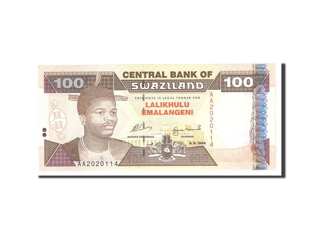 Banknote, Swaziland, 100 Emalangeni, 1996, 1996-09-06, KM:27A, UNC(65-70)