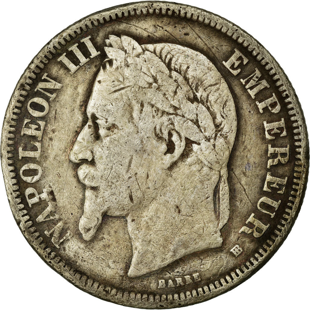 Monnaie, France, Napoleon III, Napoléon III, 2 Francs, 1869, Strasbourg, B+