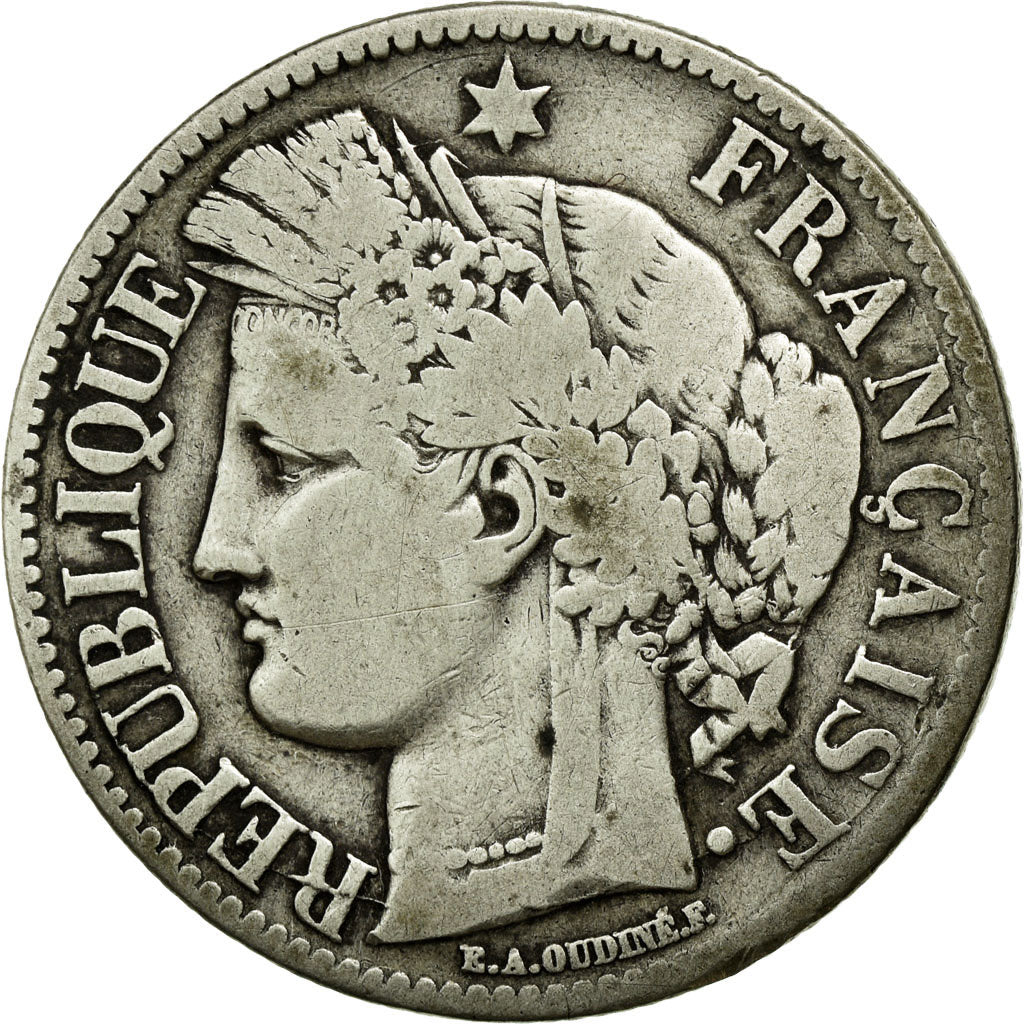 Moneta, Francja, Cérès, 2 Francs, 1870, Bordeaux, F(12-15), Srebro
