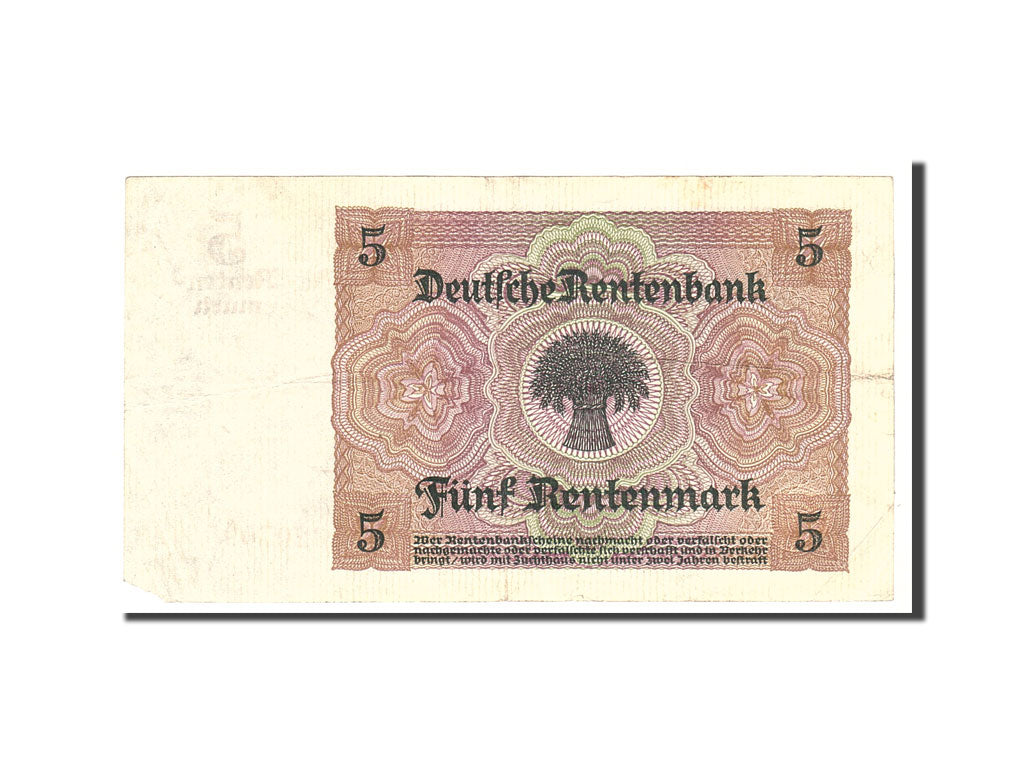 Geldschein, Deutschland, 5 Rentenmark, 1926, 1926-01-02, KM:169, S