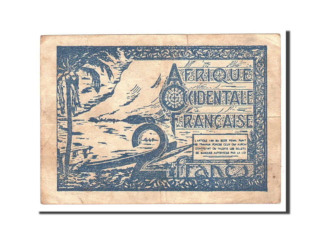 Banknote, French West Africa, 2 Francs, 1944, Undated, KM:35, VF(30-35)