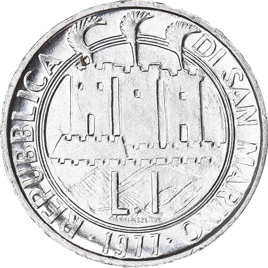 Moneda, San Marino, Lira, 1977, FAO, SC, Aluminio, KM:63