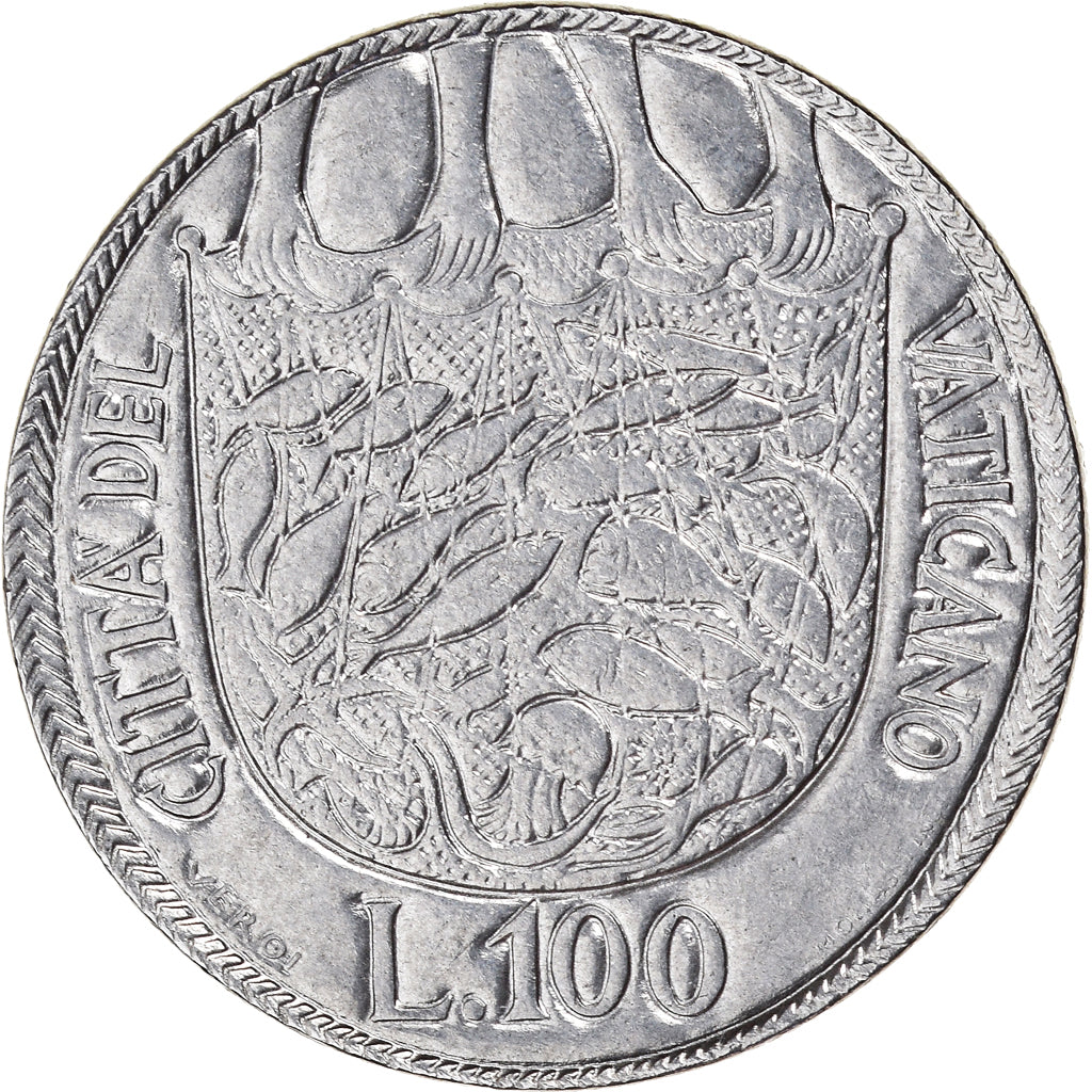 Münze, Vatikanstadt, Paul VI, 100 Lire, 1975, SS, Stainless Steel, KM:130