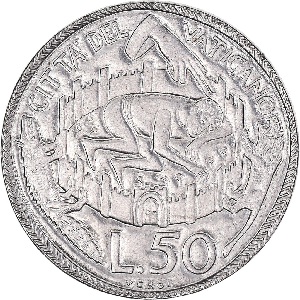 Moeda, CIDADE DO VATICANO, Paul VI, 50 Lire, 1975, MS(63), Aço Inoxidável