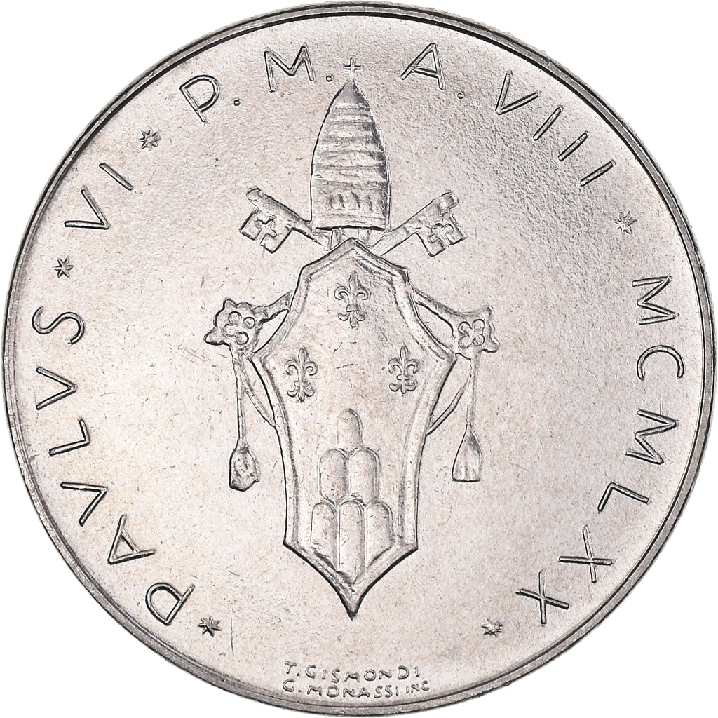 Münze, Vatikanstadt, Paul VI, 50 Lire, 1970, Rome, UNZ, Stainless Steel, KM:121