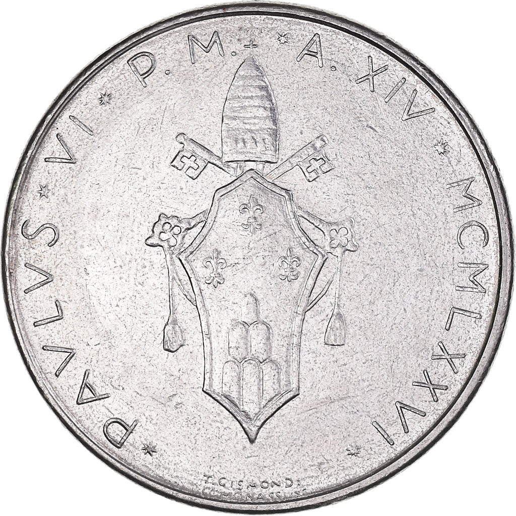 Münze, Vatikanstadt, Paul VI, 50 Lire, 1976, SS+, Stainless Steel, KM:121