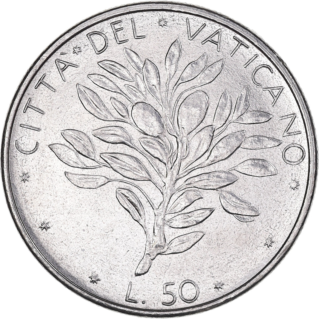 Münze, Vatikanstadt, Paul VI, 50 Lire, 1976, SS+, Stainless Steel, KM:121