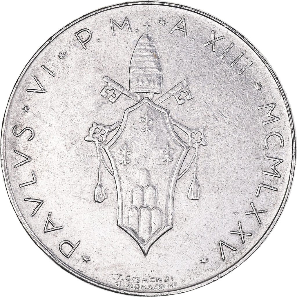 Coin, VATICAN CITY, Paul VI, 50 Lire, 1975, Roma, AU(50-53), Stainless Steel