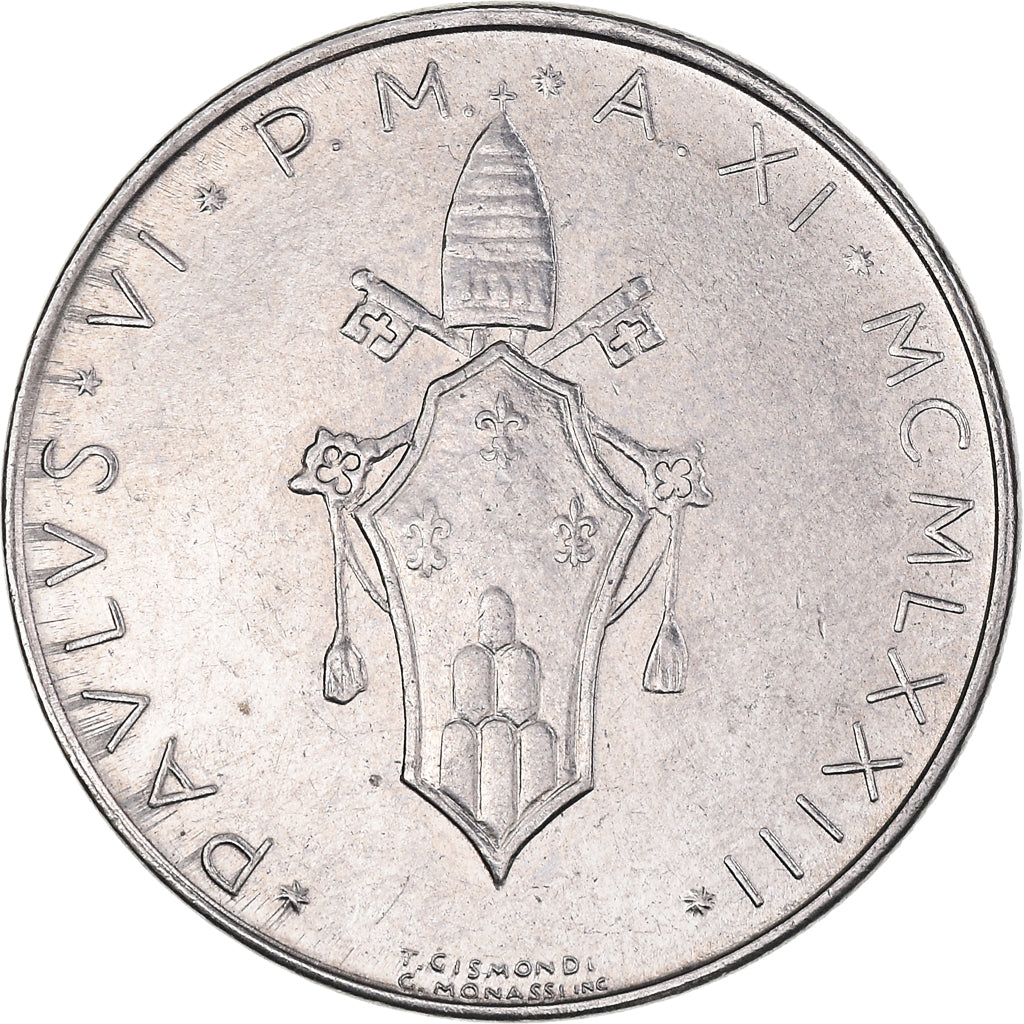 Moneta, PAŃSTWO WATYKAŃSKIE, Paul VI, 50 Lire, 1973, AU(50-53), Stal