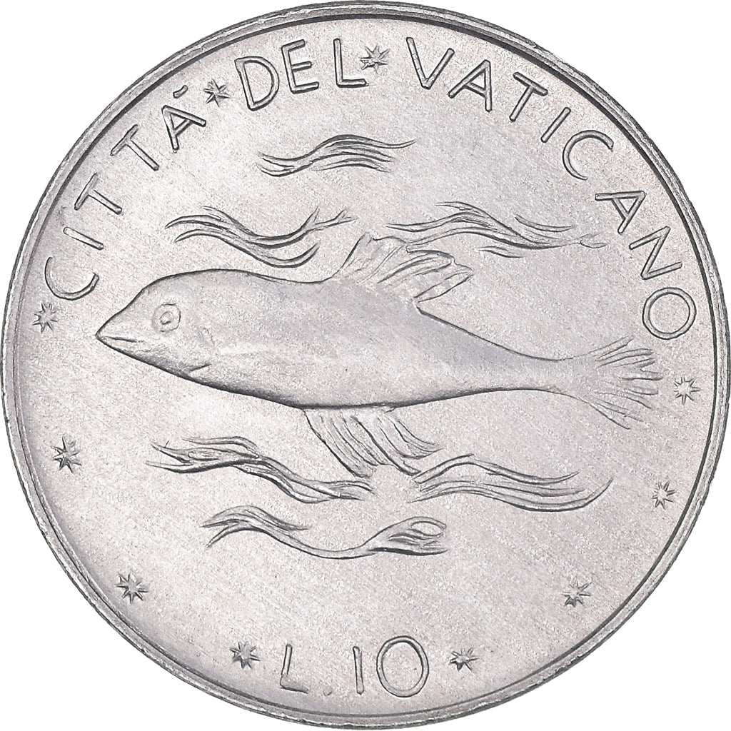 Moneta, PAŃSTWO WATYKAŃSKIE, Paul VI, 10 Lire, 1977, Roma, EF(40-45)
