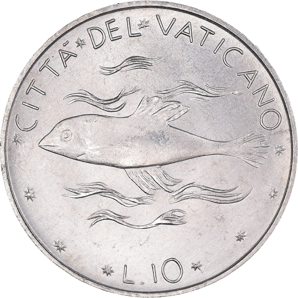Coin, VATICAN CITY, Paul VI, 10 Lire, 1973, AU(50-53), Aluminum, KM:119