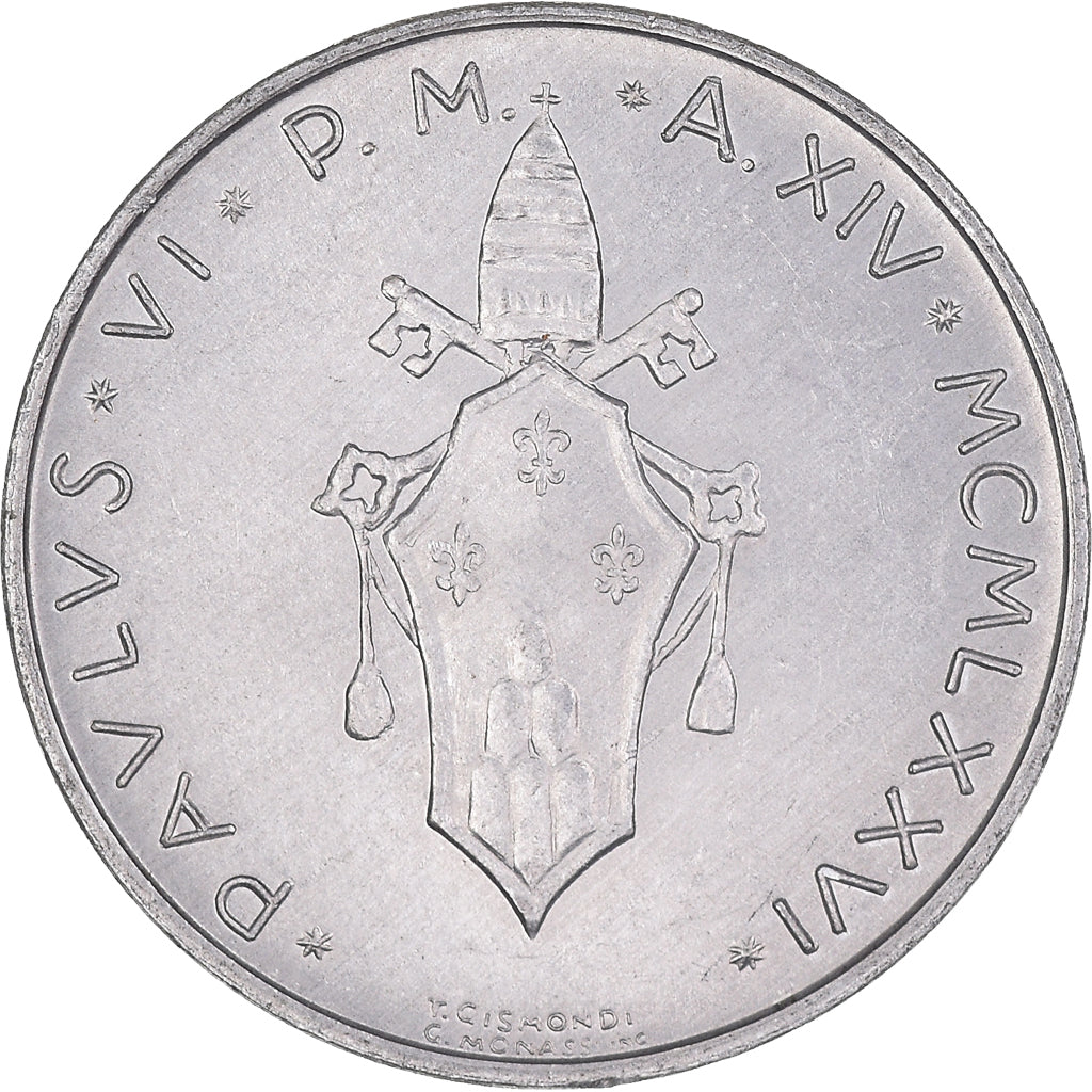 Moneta, CITTÀ DEL VATICANO, Paul VI, 10 Lire, 1976, BB, Alluminio, KM:119