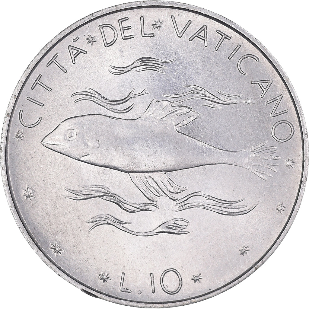 Moneta, PAŃSTWO WATYKAŃSKIE, Paul VI, 10 Lire, 1970, AU(55-58), Aluminium