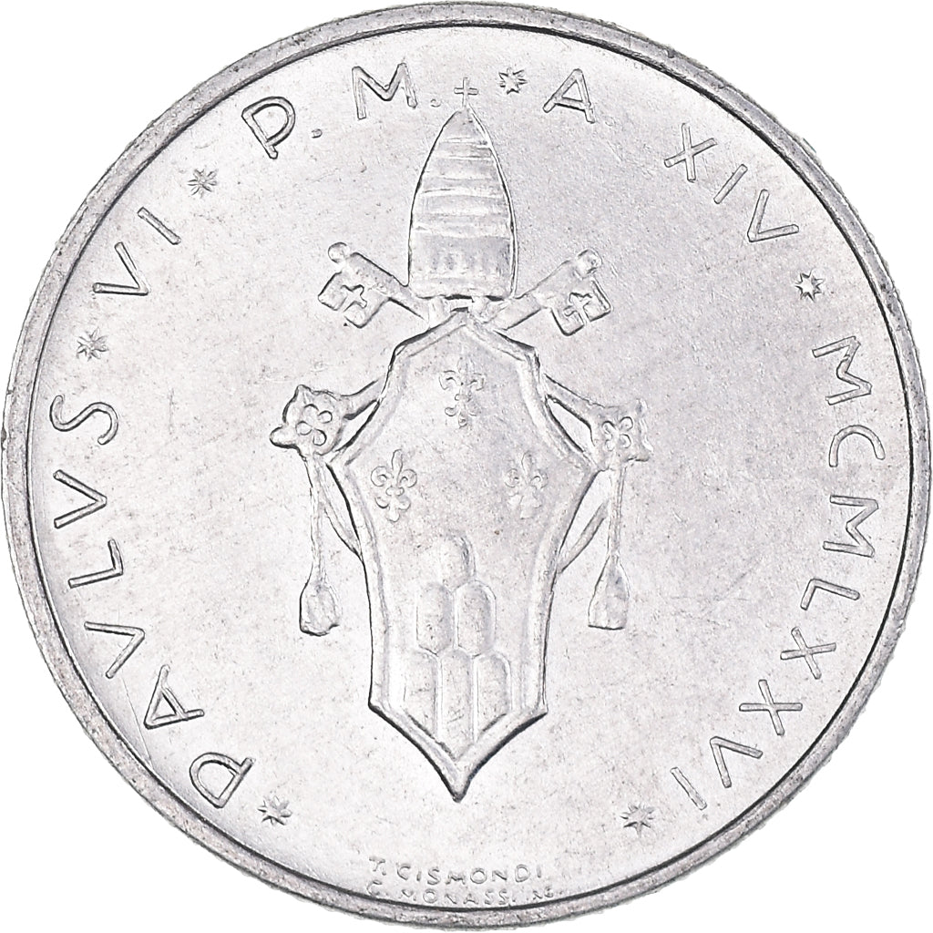 Moneda, CIUDAD DEL VATICANO, Paul VI, 2 Lire, 1976, MBC+, Aluminio, KM:117