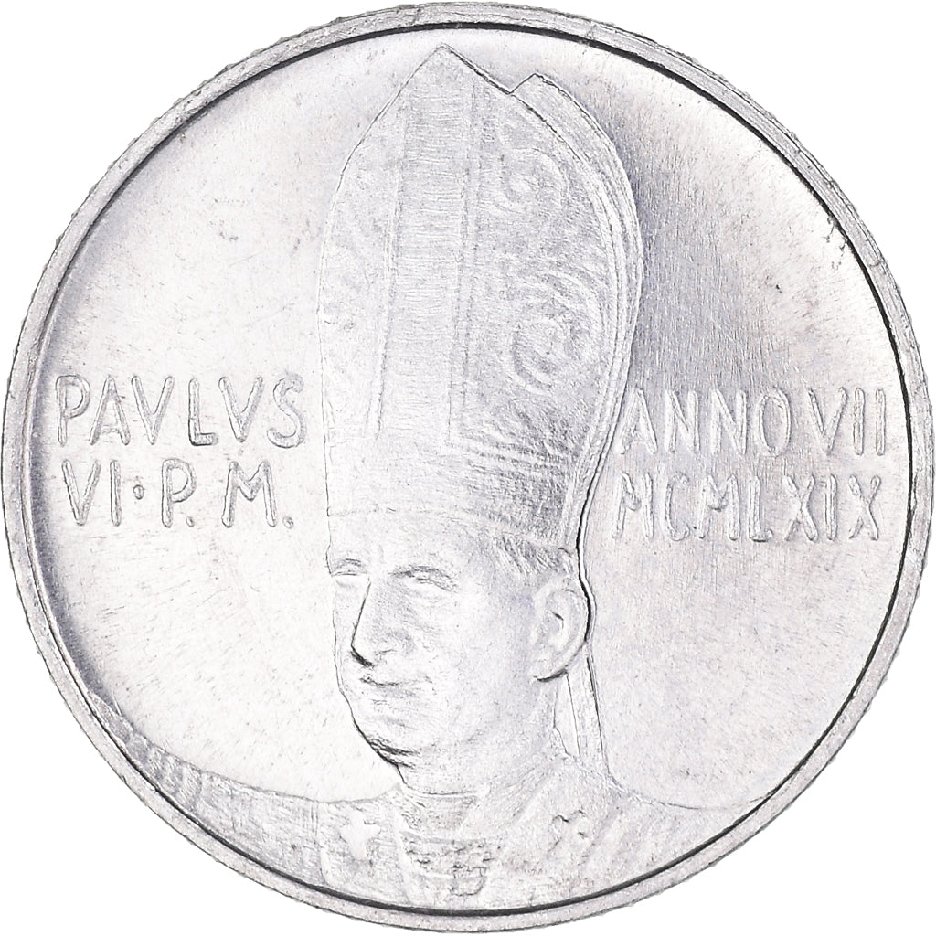 Coin, VATICAN CITY, Paul VI, 2 Lire, 1969, MS(63), Aluminum, KM:109