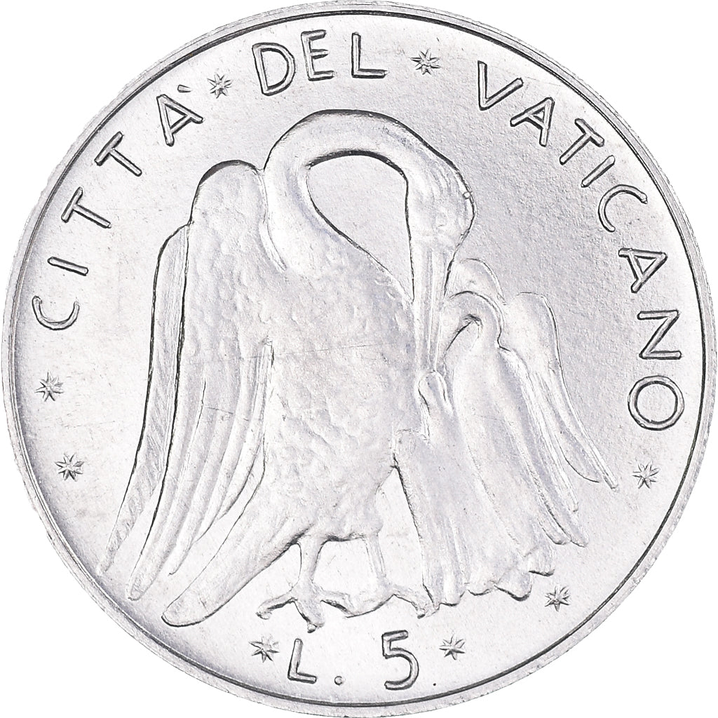 Moneta, PAŃSTWO WATYKAŃSKIE, Paul VI, 5 Lire, 1976, MS(63), Aluminium, KM:118