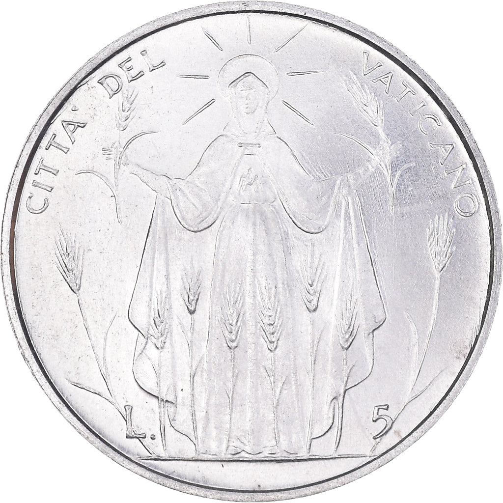 Münze, Vatikanstadt, Paul VI, 5 Lire, 1968, Roma, UNZ, Aluminium, KM:102