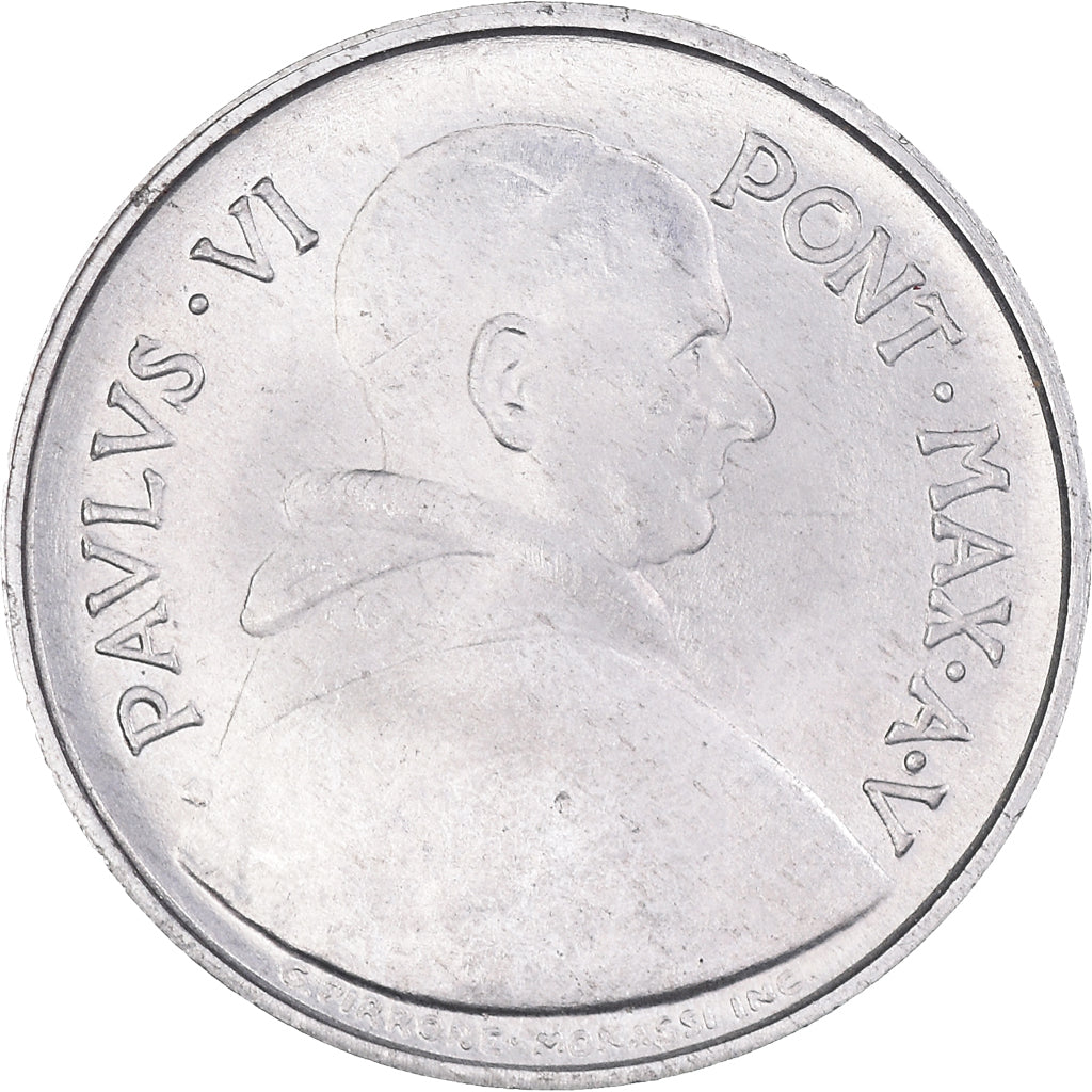 Moneda, CIUDAD DEL VATICANO, Paul VI, 5 Lire, 1967, MBC, Aluminio, KM:94
