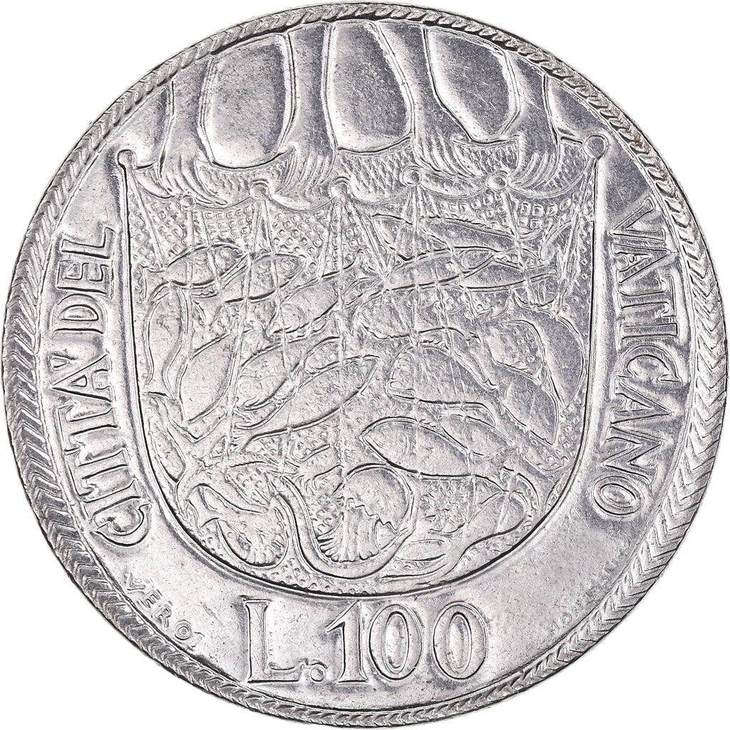 Moneta, PAŃSTWO WATYKAŃSKIE, Paul VI, 100 Lire, 1975, FDC, MS(63), Stal