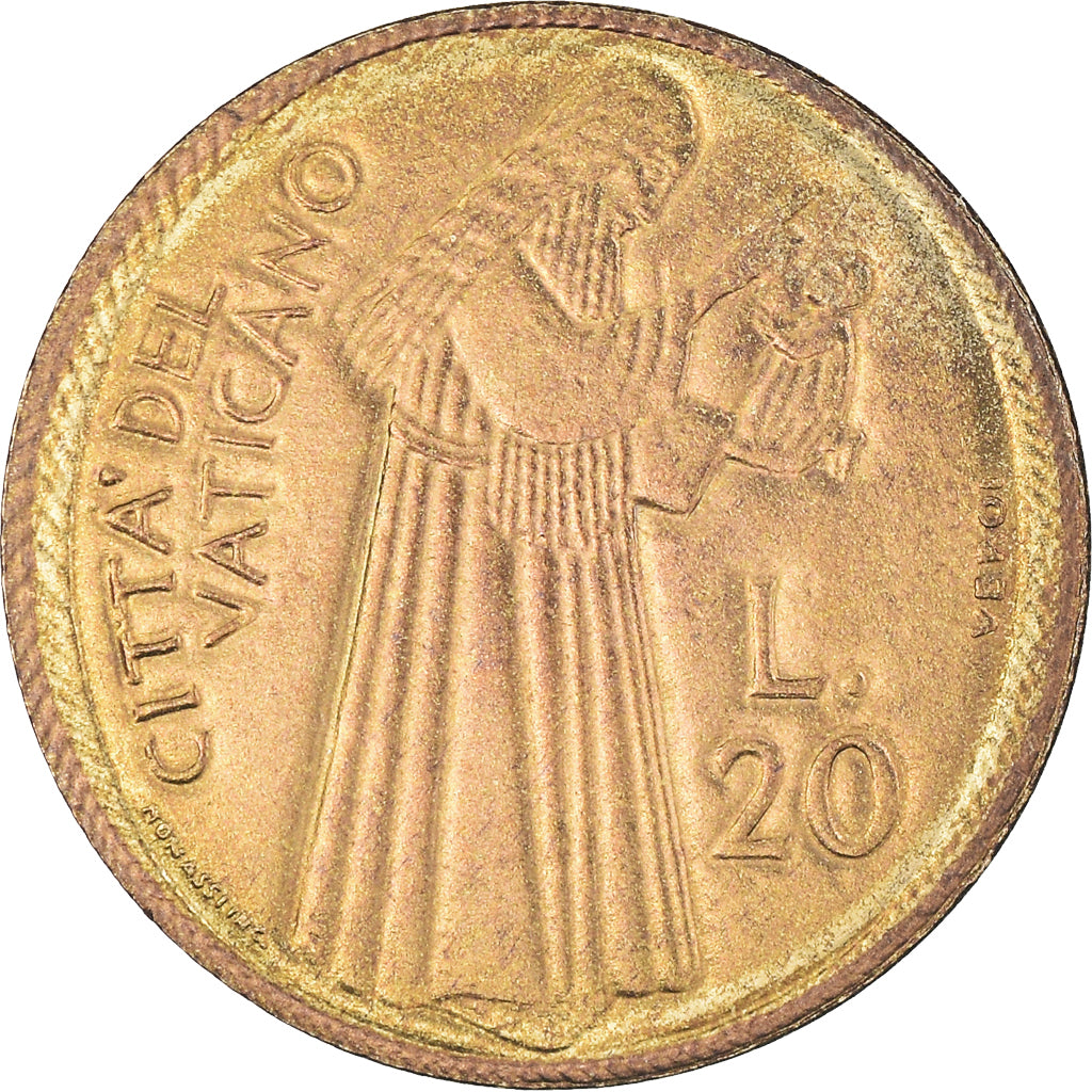 Coin, VATICAN CITY, Paul VI, 20 Lire, 1975, MS(63), Aluminum-Bronze, KM:128