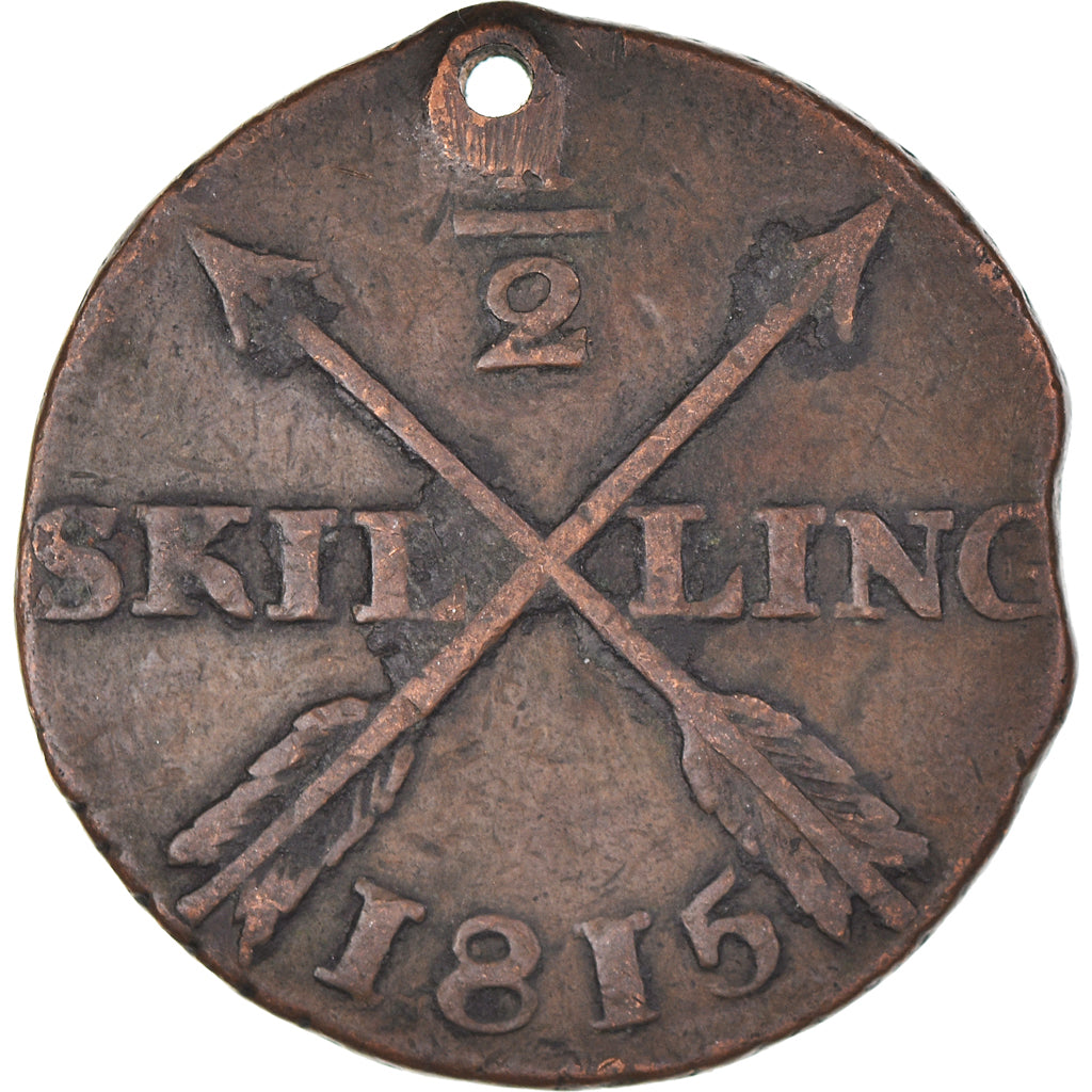 Monnaie, Suède, Carl XIII, 1/2 Skilling, 1815, TTB, Cuivre, KM:590