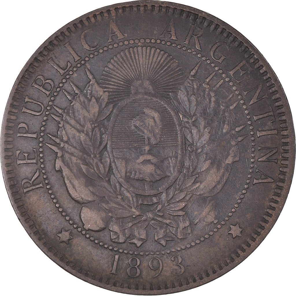Moneta, Argentina, 2 Centavos, 1893, BB, Bronzo, KM:33