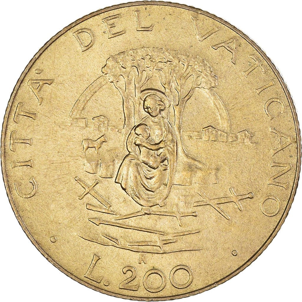 Coin, VATICAN CITY, John Paul II, 200 Lire, 1987, EF(40-45), Aluminum-Bronze