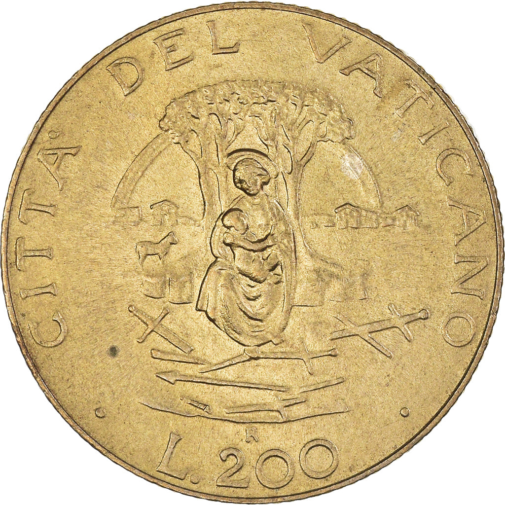 Coin, VATICAN CITY, John Paul II, 200 Lire, 1987, AU(50-53), Aluminum-Bronze