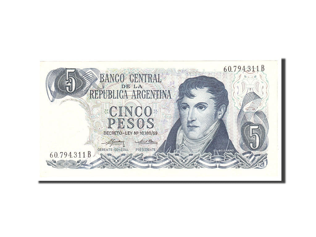 Banknote, Argentina, 5 Pesos, 1974, Undated, KM:294, AU(55-58)