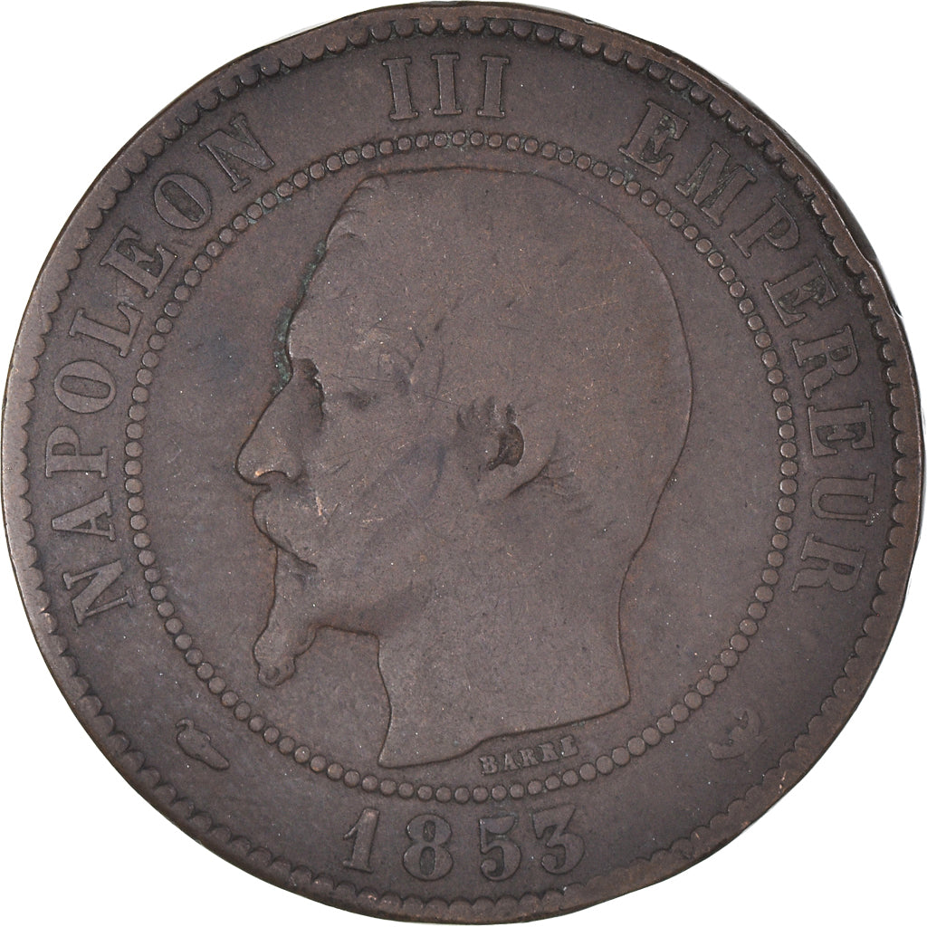 Munten, Frankrijk, 10 Centimes, 1853, Lille, ZG+, Bronzen, KM:M24, Gadoury:249c