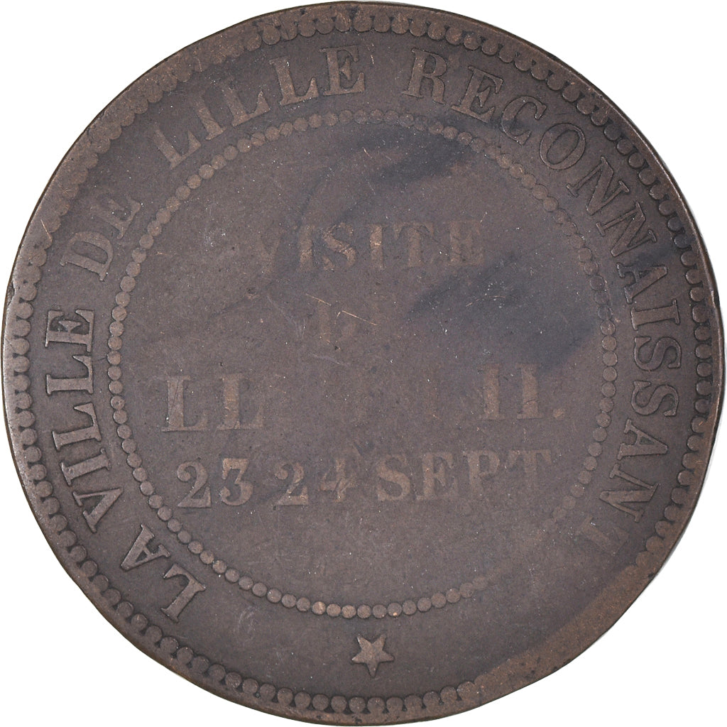 Munten, Frankrijk, 10 Centimes, 1853, Lille, ZG+, Bronzen, KM:M24, Gadoury:249c
